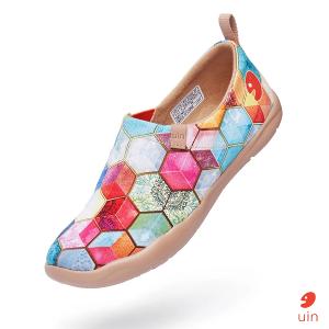 uin 西班牙原創設計 女鞋 帆布鞋 懶人鞋 彩瓷彩繪休閒鞋W1109381