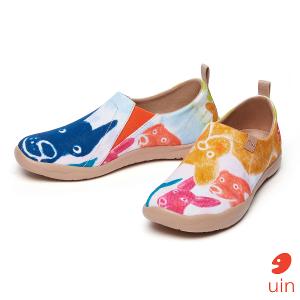 uin 西班牙原創設計 女鞋 帆布鞋 懶人鞋 蠟筆小狗彩繪休閒鞋W1010038