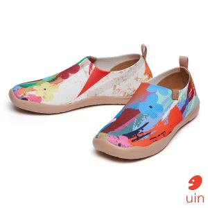 uin 西班牙原創設計 女鞋 帆布鞋 懶人鞋 斑斕夏花彩繪休閒鞋W1010058