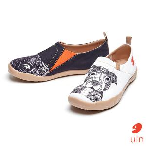 uin 西班牙原創設計 男鞋 帆布鞋 懶人鞋 斗牛愛犬彩繪休閒鞋M1109292