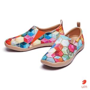 uin 西班牙原創設計 女鞋 帆布鞋 懶人鞋 彩瓷彩繪休閒鞋W1109381