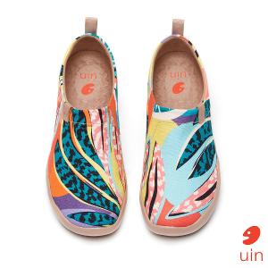 uin 西班牙原創設計 女鞋 帆布鞋 懶人鞋 葉紋彩繪休閒鞋W1010070