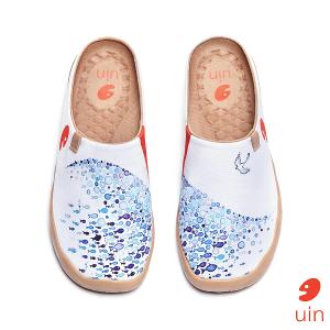 uin 西班牙原創設計 女鞋 帆布鞋 懶人鞋 半包鞋 半拖鞋 飛翔的魚休閒鞋W1122488