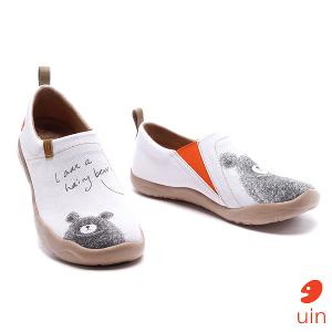 uin 西班牙原創設計 女鞋 帆布鞋 懶人鞋 守護熊彩繪休閒鞋W0101025