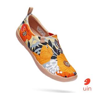 uin 西班牙原創設計 女鞋 帆布鞋 懶人鞋 百花林彩繪休閒鞋W1109374