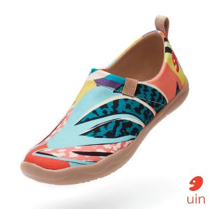 uin 西班牙原創設計 女鞋 帆布鞋 懶人鞋 葉紋彩繪休閒鞋W1010070