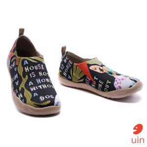 uin 西班牙原創設計 女鞋 帆布鞋 懶人鞋 旺仔彩繪休閒鞋W0101033