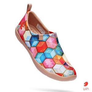 uin 西班牙原創設計 女鞋 帆布鞋 懶人鞋 彩瓷彩繪休閒鞋W1109381