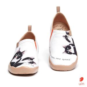 uin 西班牙原創設計 女鞋 帆布鞋 懶人鞋 牛奶貓彩繪休閒鞋W1109547