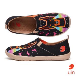 uin 西班牙原創設計 男鞋 帆布鞋 懶人鞋 鐳射犬彩繪休閒鞋M1010031