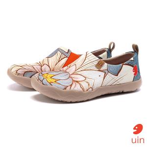 uin 西班牙原創設計 女鞋 帆布鞋 懶人鞋 荷與蓮彩繪休閒鞋W0101074