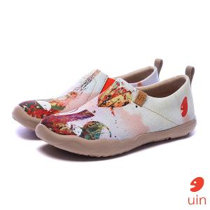 uin 西班牙原創設計 女鞋 帆布鞋 懶人鞋 春日巴黎彩繪休閒鞋W0101009