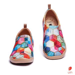 uin 西班牙原創設計 女鞋 帆布鞋 懶人鞋 彩瓷彩繪休閒鞋W1109381