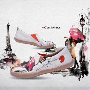 uin 西班牙原創設計 女鞋 帆布鞋 懶人鞋 吻的回憶彩繪休閒鞋W0101008