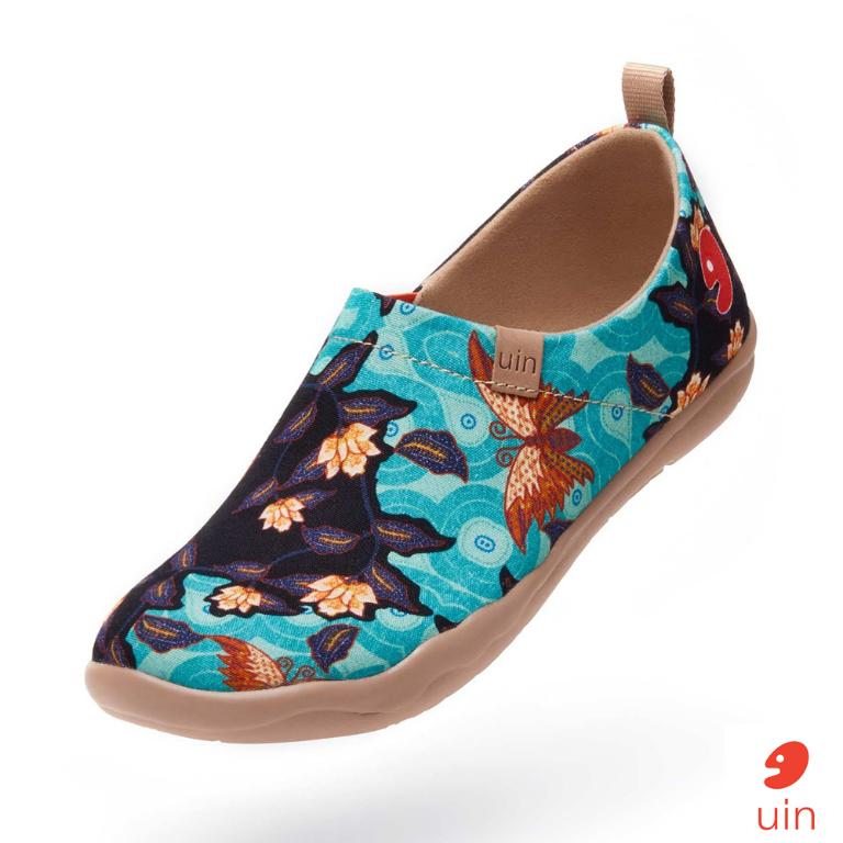 uin 西班牙原創設計 女鞋 帆布鞋 懶人鞋 蝶舞蠟染彩繪休閒鞋W1010039