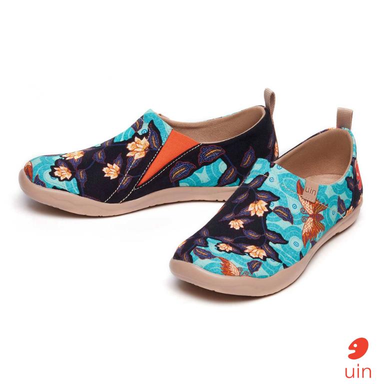 uin 西班牙原創設計 女鞋 帆布鞋 懶人鞋 蝶舞蠟染彩繪休閒鞋W1010039