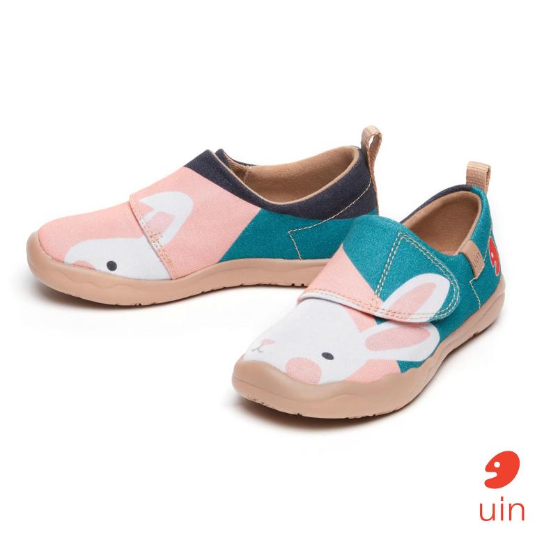 uin 西班牙原創設計  童鞋 黏帶 帆布鞋 萌兔來訪彩繪休閒鞋K1010016