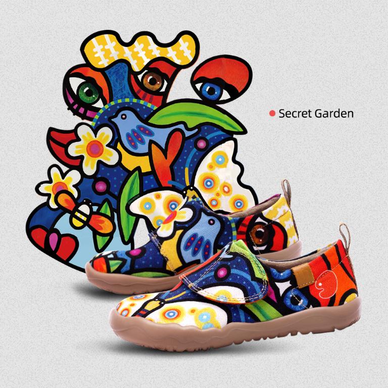 uin 西班牙原創設計  童鞋 黏帶 帆布鞋 春暖彩繪休閒鞋K0101011