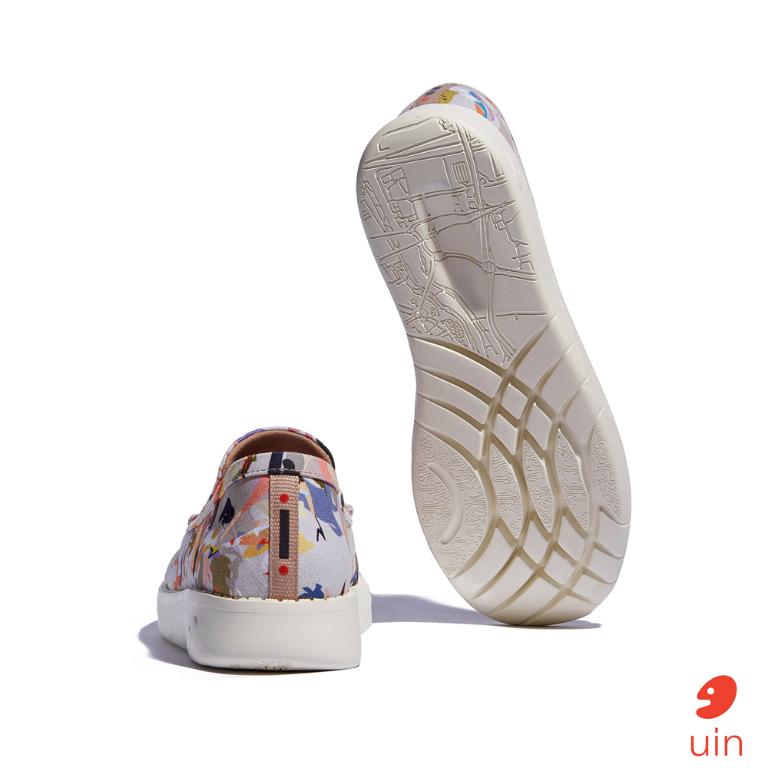 uin 西班牙原創設計 女鞋 帆布鞋 懶人鞋 樂褔鞋 彩色紋身彩繪休閒鞋W1960646