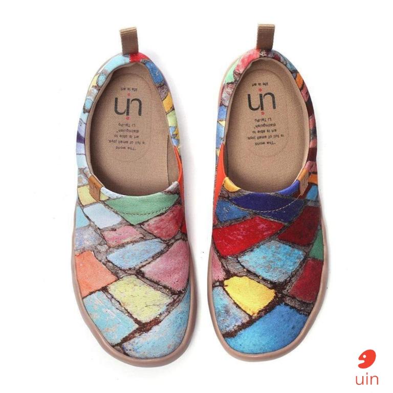 uin 西班牙原創設計 女鞋 帆布鞋 懶人鞋 時間遺產彩繪休閒鞋91012006