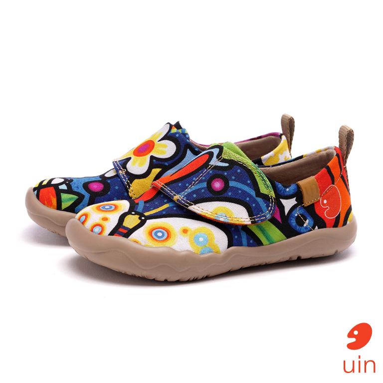 uin 西班牙原創設計  童鞋 黏帶 帆布鞋 春暖彩繪休閒鞋K0101011