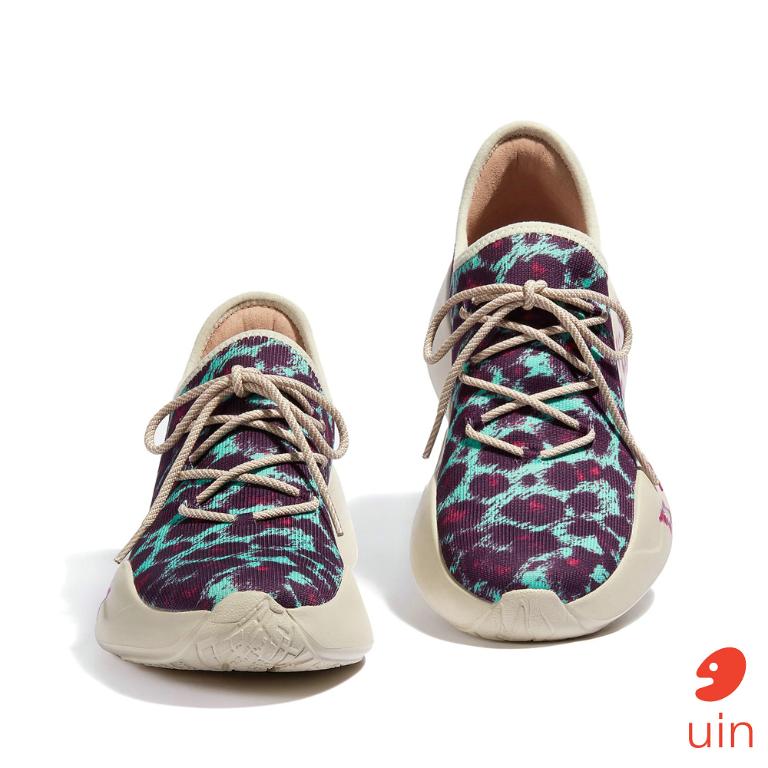 uin 西班牙原創設計 女鞋 運動鞋 聖塞巴斯蒂安2藍紫豹彩繪休閒鞋W1590515