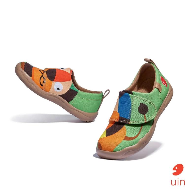 uin 西班牙原創設計 童鞋 黏帶 帆布鞋 大頭獅子彩繪休閒鞋K1010050