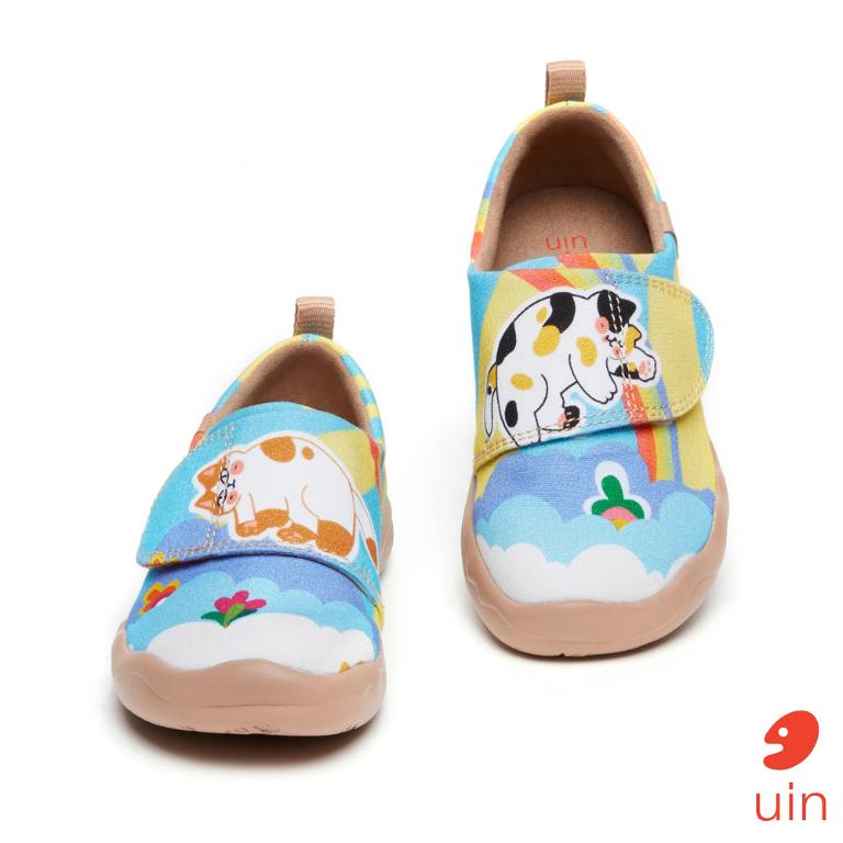 uin 西班牙原創設計  童鞋 黏帶 帆布鞋 肥貓美夢彩繪休閒鞋K1010013