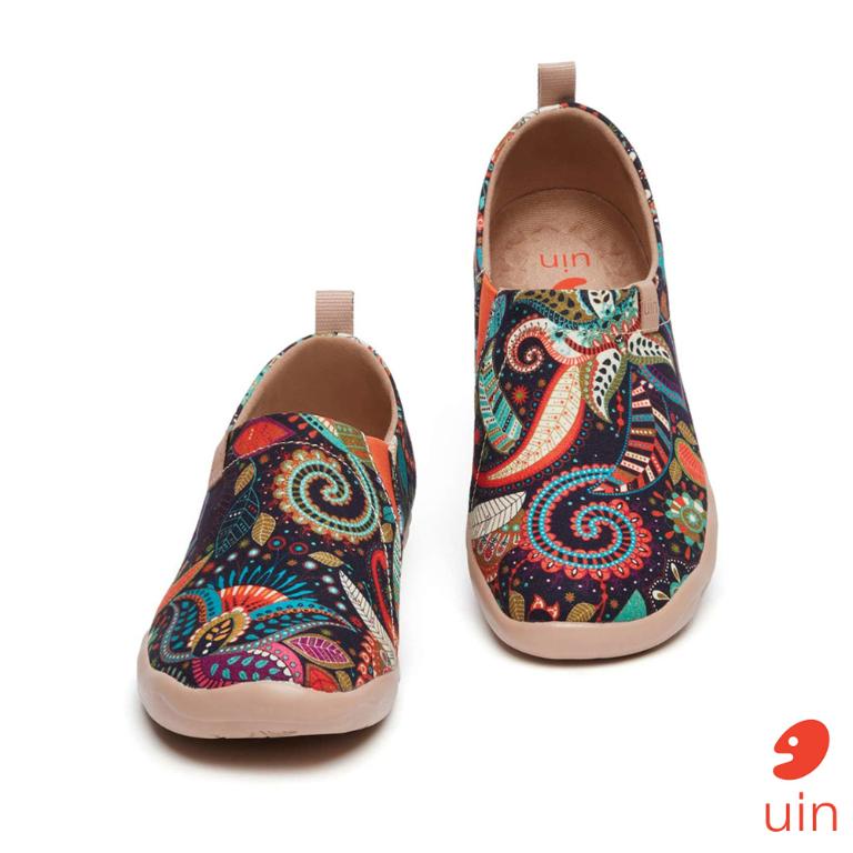 uin 西班牙原創設計 女鞋 帆布鞋 懶人鞋 繁花之境彩繪休閒鞋W1010042