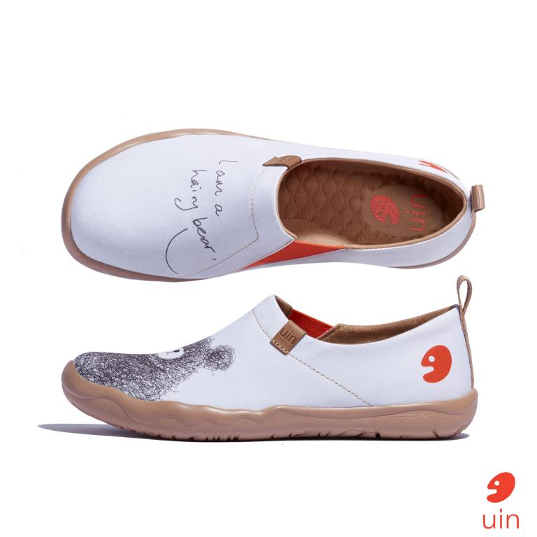 uin 西班牙原創設計 男鞋 帆布鞋 懶人鞋 守護熊彩繪休閒鞋M0101192