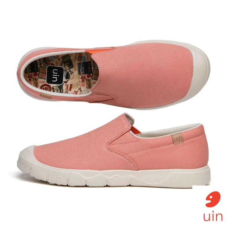 uin 西班牙原創設計 女鞋 懶人鞋 卡迪斯珊瑚粉彩繪休閒鞋W1490124