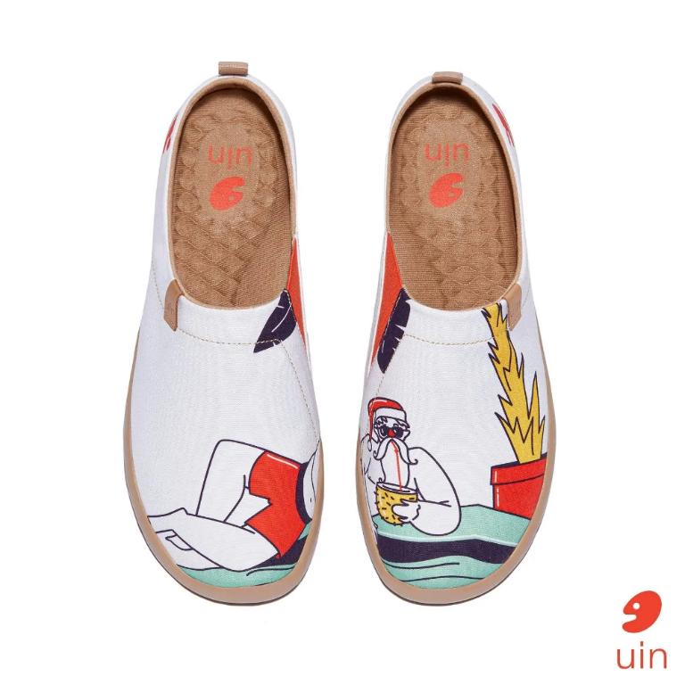 uin 西班牙原創設計 男鞋 帆布鞋 懶人鞋 休假中彩繪休閒鞋M1010374