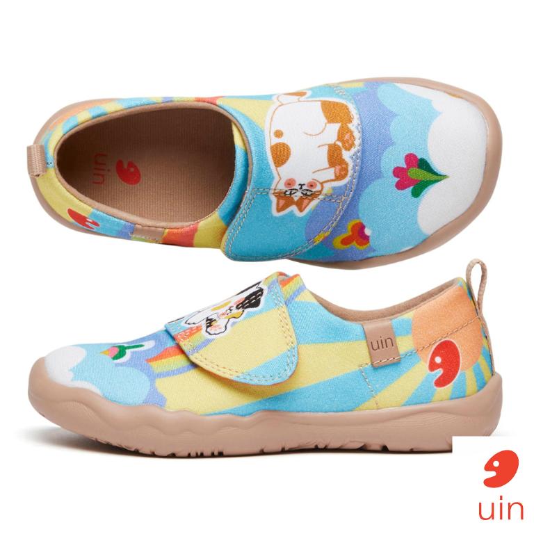 uin 西班牙原創設計  童鞋 黏帶 帆布鞋 肥貓美夢彩繪休閒鞋K1010013