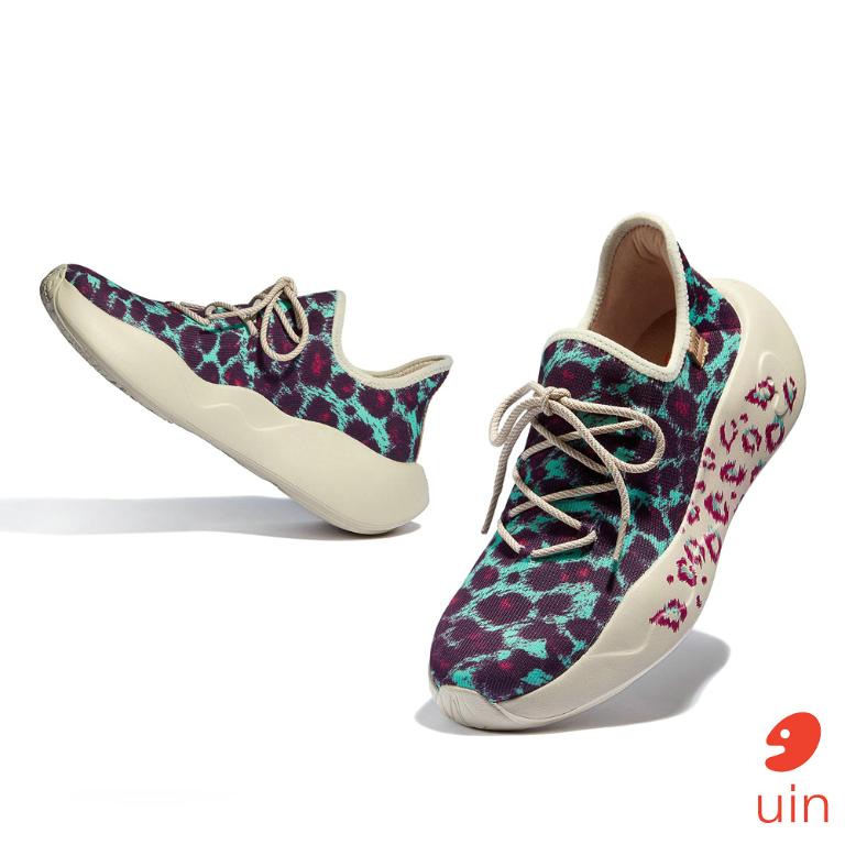 uin 西班牙原創設計 女鞋 運動鞋 聖塞巴斯蒂安2藍紫豹彩繪休閒鞋W1590515