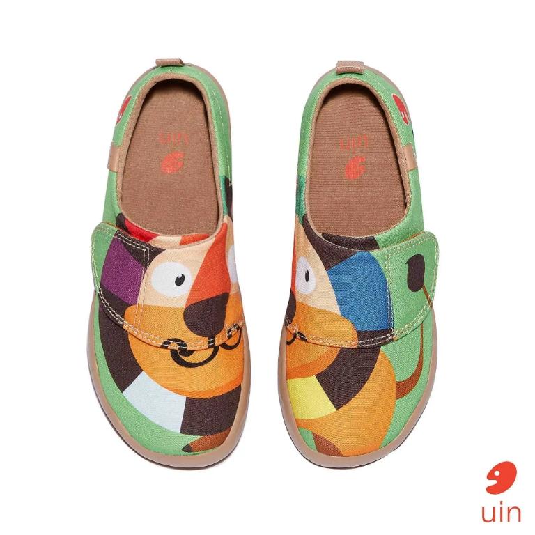 uin 西班牙原創設計 童鞋 黏帶 帆布鞋 大頭獅子彩繪休閒鞋K1010050