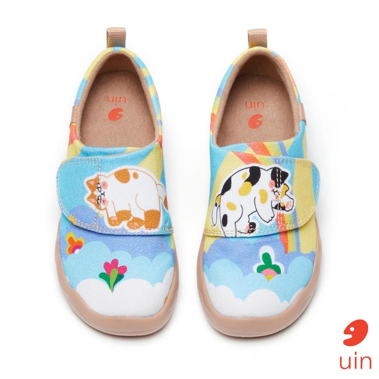 uin 西班牙原創設計  童鞋 黏帶 帆布鞋 肥貓美夢彩繪休閒鞋K1010013