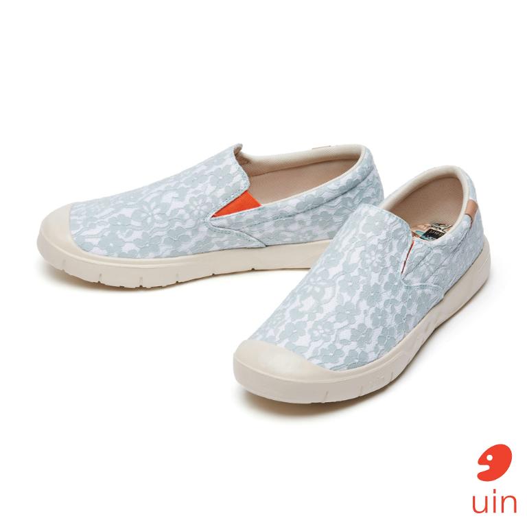 uin 西班牙原創設計 女鞋 懶人鞋 卡迪斯蕾絲淺草綠彩繪休閒鞋W1490133