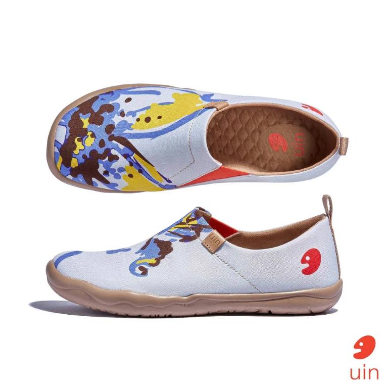 uin 西班牙原創設計 女鞋 帆布鞋 懶人鞋 蝶舞郁香彩繪休閒鞋W1010586