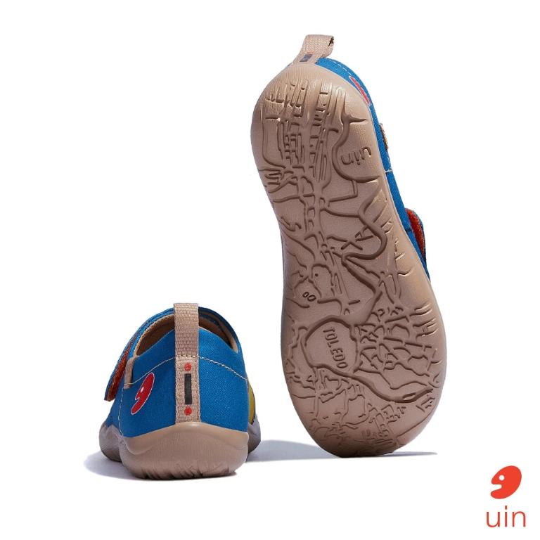 uin 西班牙原創設計 童鞋 黏帶 帆布鞋 猴子與鱷魚彩繪休閒鞋K1010052
