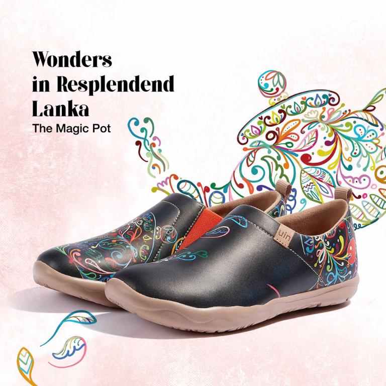 uin 西班牙原創設計 女鞋 懶人鞋 樂褔鞋 彩壺彩繪休閒鞋W1010349