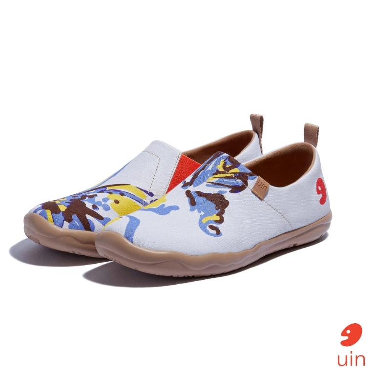 uin 西班牙原創設計 女鞋 帆布鞋 懶人鞋 蝶舞郁香彩繪休閒鞋W1010586