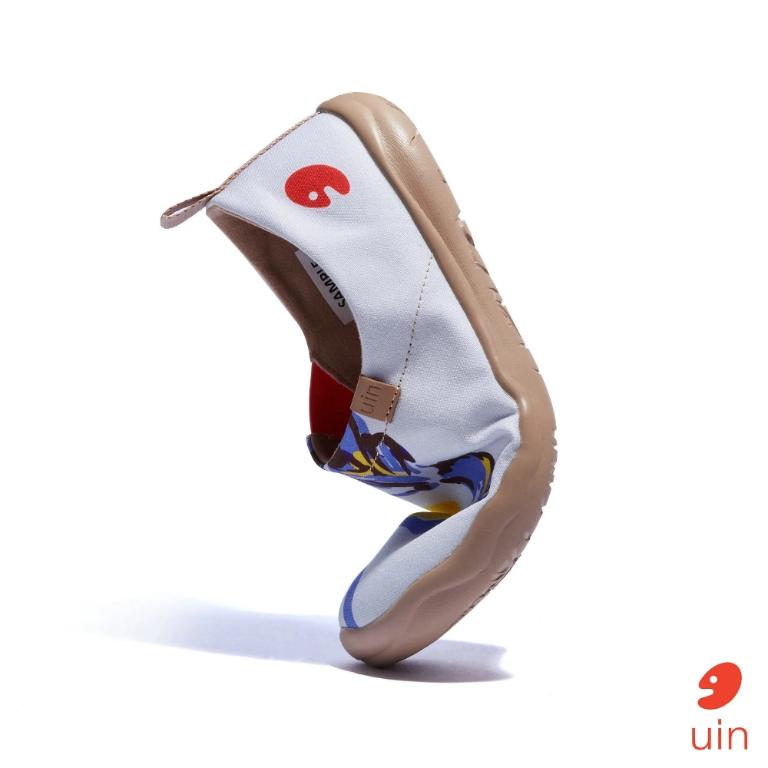 uin 西班牙原創設計 女鞋 帆布鞋 懶人鞋 蝶舞郁香彩繪休閒鞋W1010586