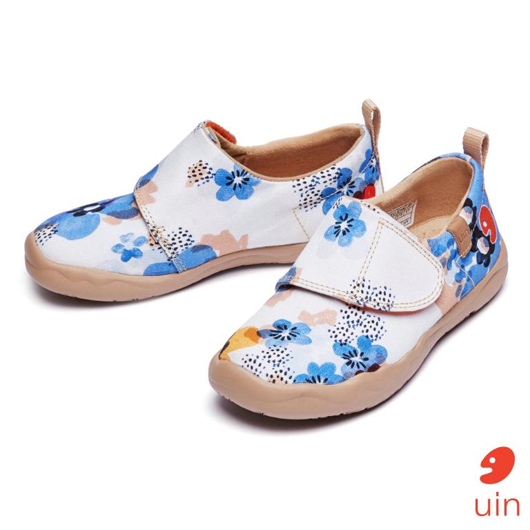 uin 西班牙原創設計  童鞋 黏帶 帆布鞋 藍染花彩繪休閒鞋K1109141
