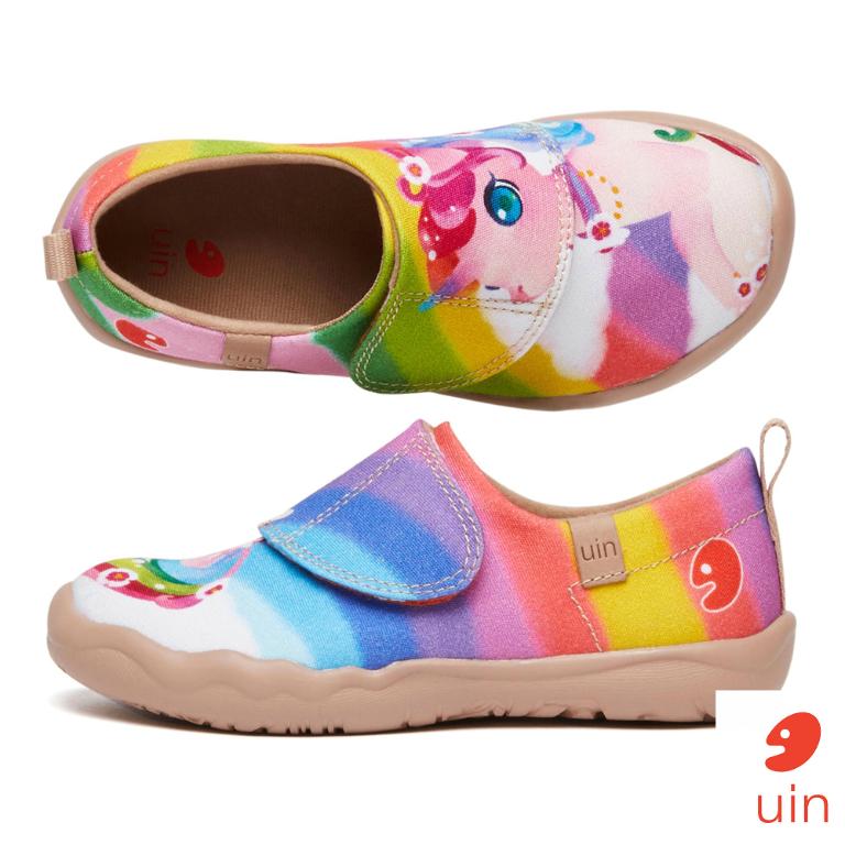 uin 西班牙原創設計  童鞋 黏帶 帆布鞋 雲上獨角獸彩繪休閒鞋K1010015