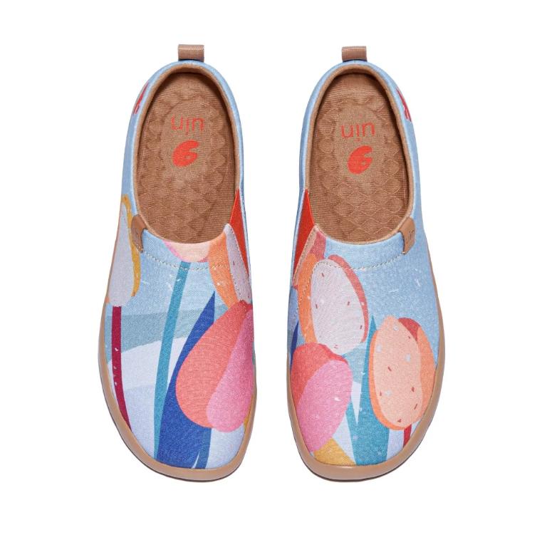 uin 西班牙原創設計 女鞋 帆布鞋 懶人鞋 夢幻鬱金香彩繪休閒鞋W1010588