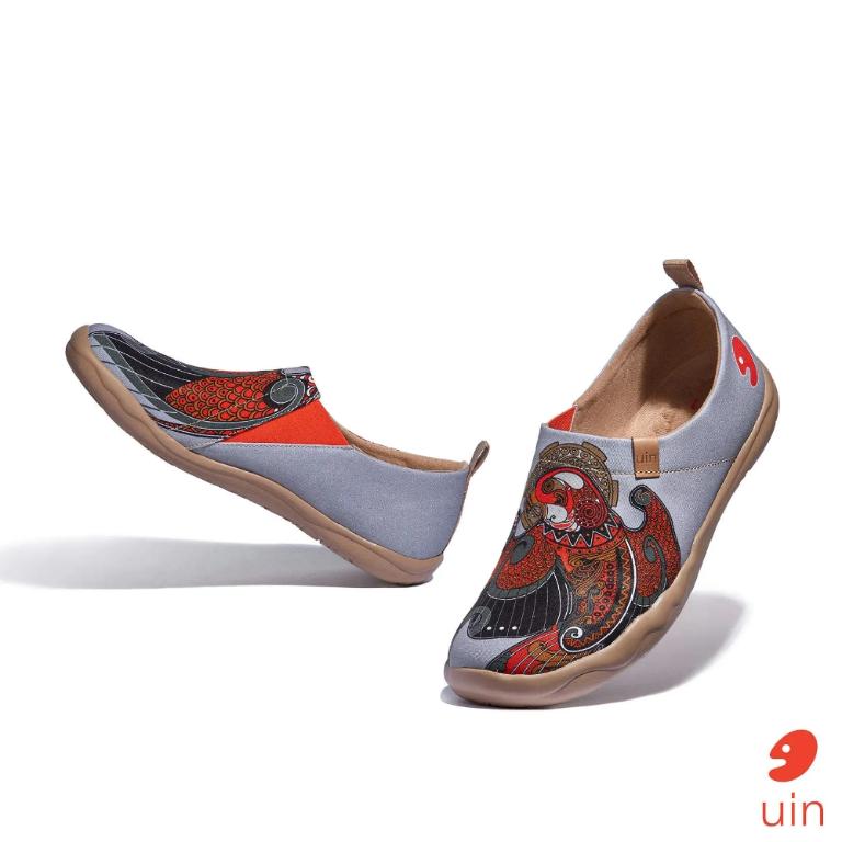 uin 西班牙原創設計 男鞋 帆布鞋 懶人鞋 獵鷹彩繪休閒鞋M1010368