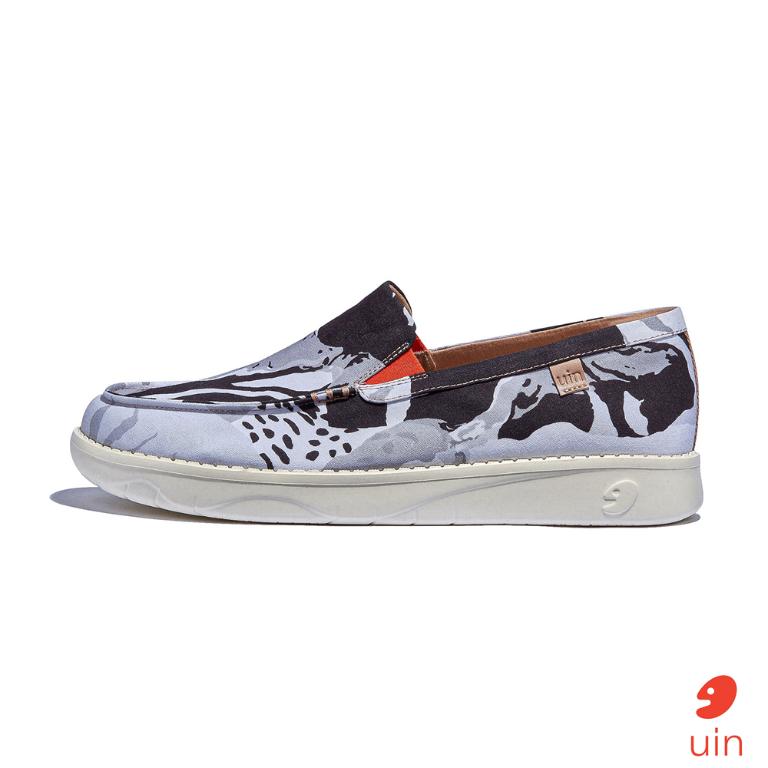 uin 西班牙原創設計 男鞋 帆布鞋 懶人鞋 樂褔鞋 虎紋幻象彩繪休閒鞋M1960417