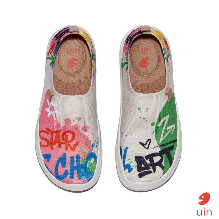 uin 西班牙原創設計 女鞋 帆布鞋 懶人鞋 塗鴉青春2彩繪休閒鞋W1700800