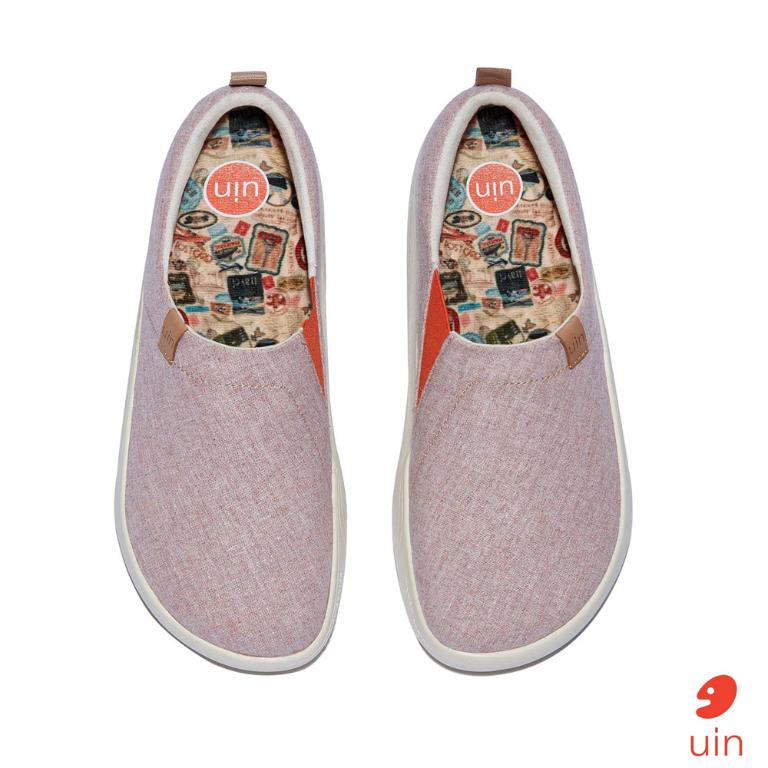 uin 西班牙原創設計 女鞋 帆布鞋 懶人鞋 托萊多10白桃粉素色休閒鞋W1710814