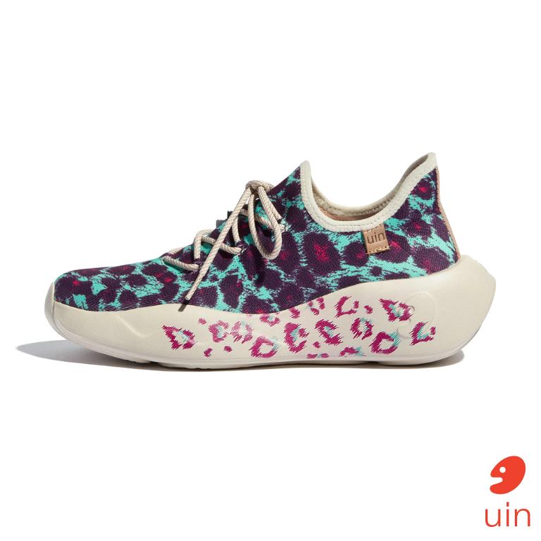 uin 西班牙原創設計 女鞋 運動鞋 聖塞巴斯蒂安2藍紫豹彩繪休閒鞋W1590515
